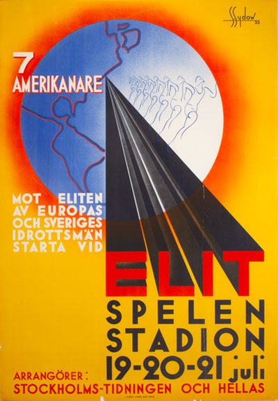 Elitspelen Stockholm Station 1933 original poster designed by S. Sydow