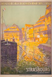 Strasbourg La Petite France Alsace original vintage poster