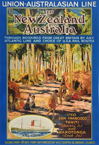 Union-Australasian Line to New Zealand and Australia original poster designed by Dixon, Charles Edward (1872-1934)