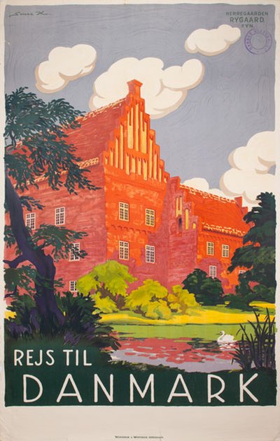 Rejs til Danmark Fyn original poster designed by Henriksen, Sven (1890-1935)