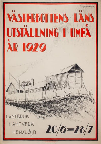 Västerbottens Läns Utställning Umeå 1929 original poster designed by Stiernström, Mårten Ivan Axelsson (1889-1962)