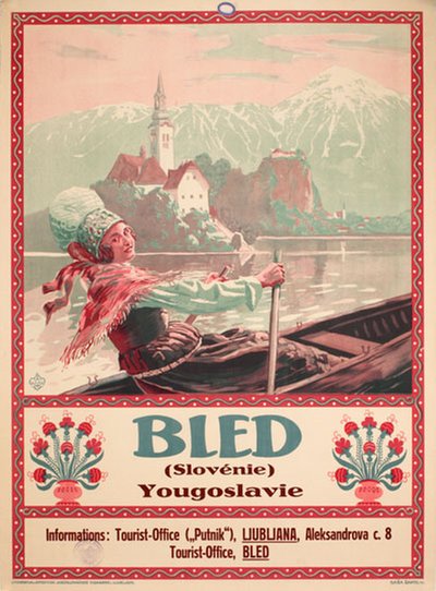 Bled Slovenia Yugoslavia original poster designed by Šantel, Saša (1883–1945)