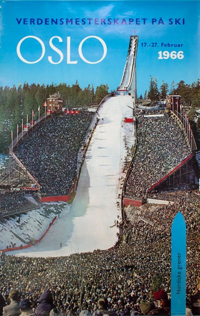 Holmenkollen Norge 1966 Verdensmesterskapet i Oslo original poster designed by Photo: Mittet