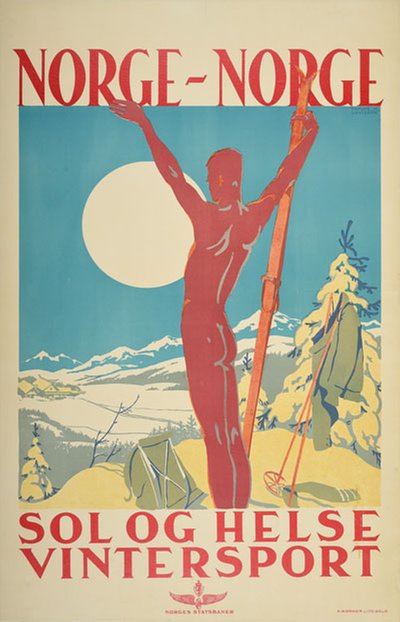Norge - Sol og Helse Vintersport original poster designed by Davidsen, Trygve M. (1895-1978) 