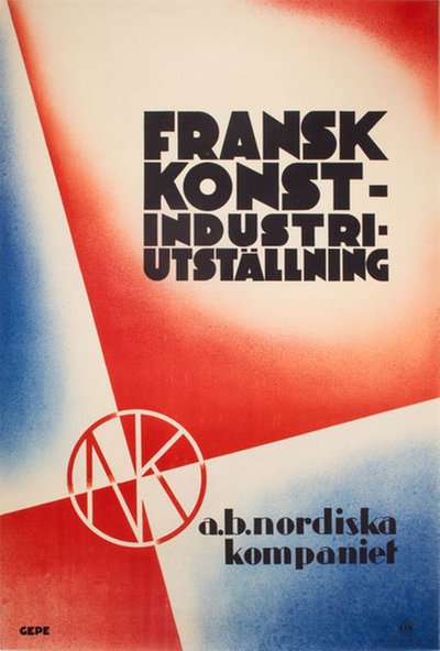 Nordiska Kompaniet Fransk Konstindustriutställning original poster designed by GEPE