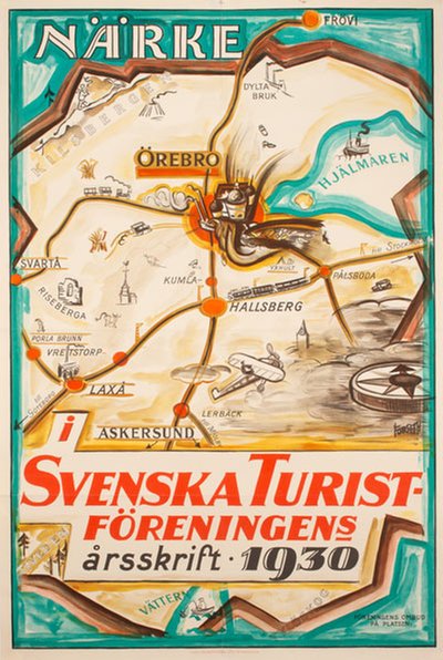 Svenska Turistförenings Årsskrift 1930 - Närke original poster designed by Forseth, Einar (1892-1988)