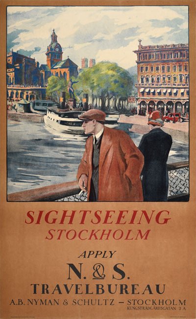 Sightseeing Stockholm Nyman och Schultz original poster 