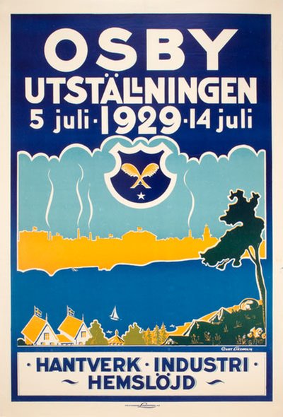 Osbyutställningen 1929 original poster designed by Liedholm, Curt
