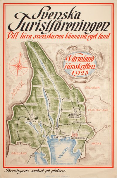 Svenska Turistföreningens årsskrift 1928 - Värmland original poster 