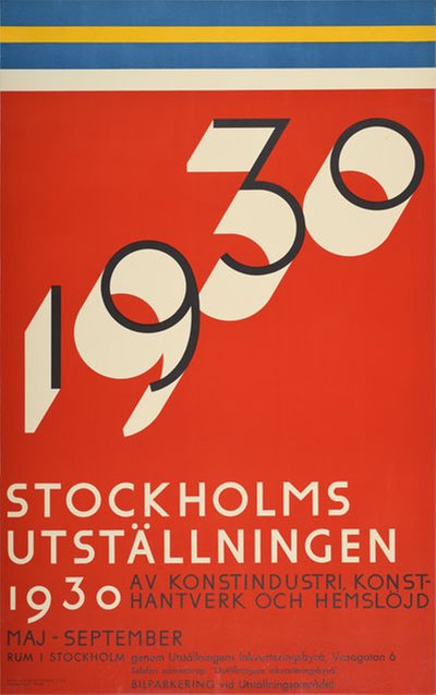Stockholmsutställningen 1930 original poster designed by Lewerentz, Sigurd (1885-1975)