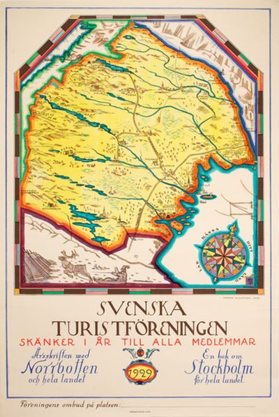 Svenska Turistförenings Årsskrift 1929 - Norrbotten original poster designed by Elgström, Ossian (1883-1950)