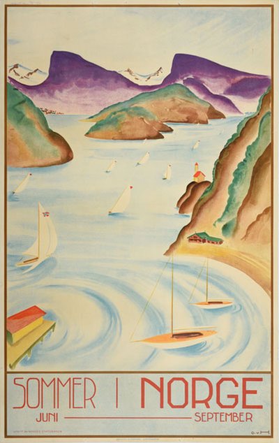 Sommer i Norge original poster designed by Hanno, Otto von (1891-1956)