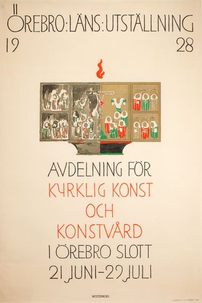 Örebro läns utställning Kyrklig Konst original poster designed by Westerberg