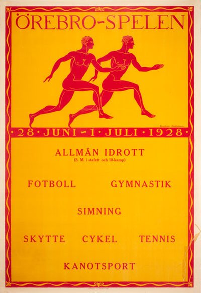 Örebro-spelen 28 juni - 1 juli 1928 original poster designed by Andresén, Gustav (1890-1963)
