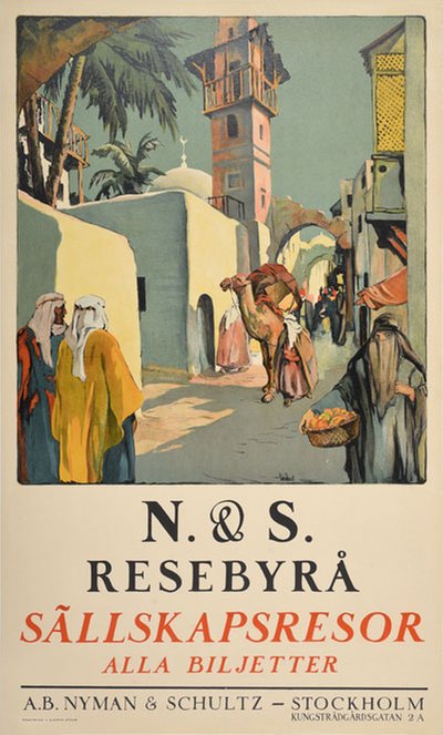 Nyman och Schultz Resebyrå Sällskapsresor original poster 