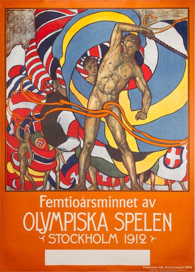Olympiska Spelen Stockholm - Femtioårsminnet original poster designed by Hjortzberg, Olle (1872-1959)