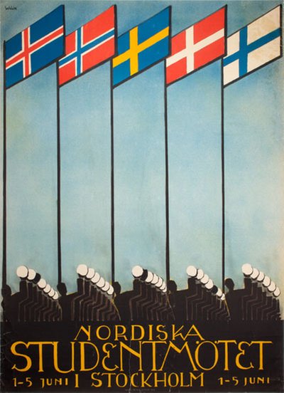 Nordiska Studentmötet 1928 original poster designed by Welin