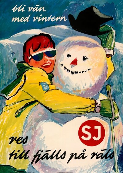Sweden - Till fjälls på rälls original poster designed by Heffer, Erik (1909-1995)