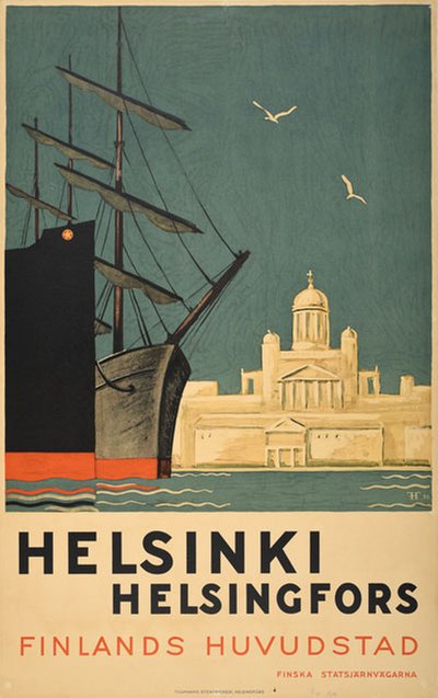Helsinki Helsingfors - Finlands Huvudstad original poster designed by Hongell, Göran (1902-1973) & Forsström, Gunnar (1894-1958)