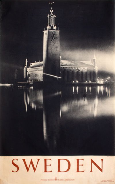 Sweden Stockholm Town Hall  original poster designed by Photo: S. Svantesson
