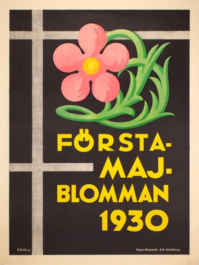 Förstamajblomman 1930 original poster designed by B. Kullberg