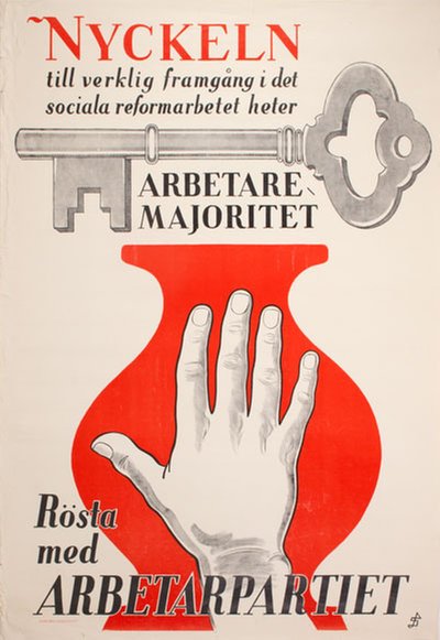 Rösta med Arbetarpartiet original poster designed by Starkenberg, Ivar (1886-1947)