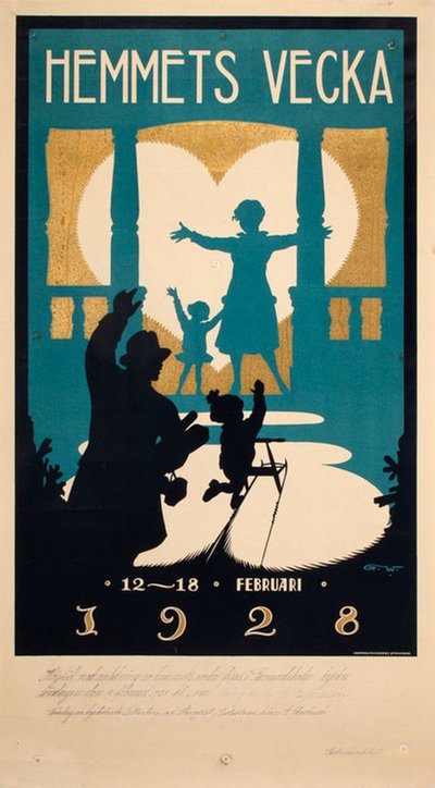 Hemmets Vecka 1928 original poster designed by G. W.