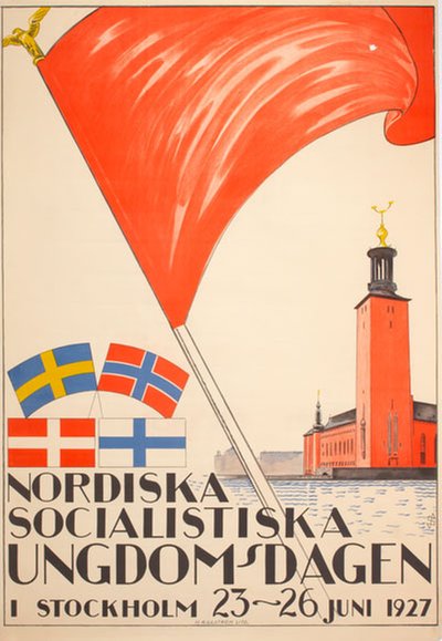 Nordiska Socialistiska Ungdomsdagen Stockholm 1927 original poster 