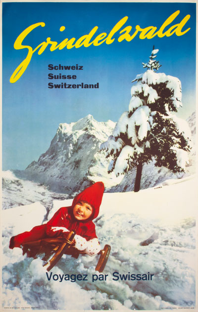 Poster Vintage De Voyage Suisse - Curling à Grindelwald - Artery8 - 5054757704686