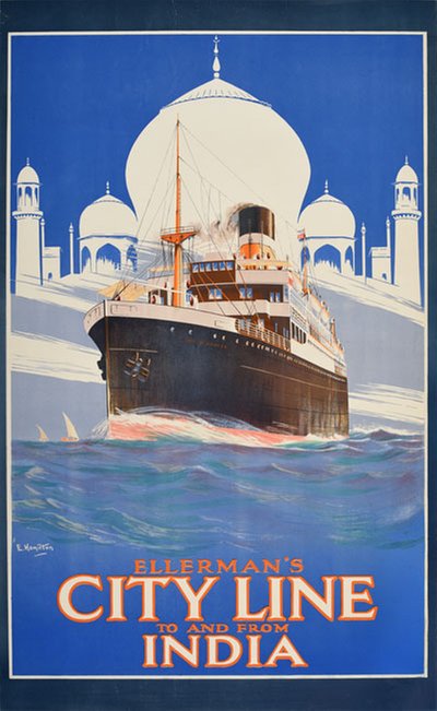 Ellermans City Line to and from India original poster designed by Hamilton, Ernest James (1885-1973)