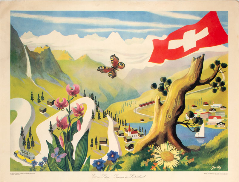 Summer in Switzerland original poster designed by Gerbig, Richard