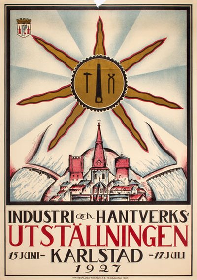 Industri och hantverksutställningen Karlstad 1927 original poster designed by Jonsson, Oscar (1895-82)