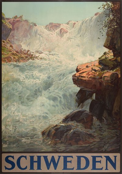 Schweden Tännforsen Jämtland original poster designed by Ljungdahl, David Vilhelm (1870-1940)