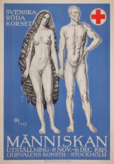 Människan Svenska Röda Korset Liljevalchs Konsthall original poster designed by Hjortzberg, Olle (1872-1959)