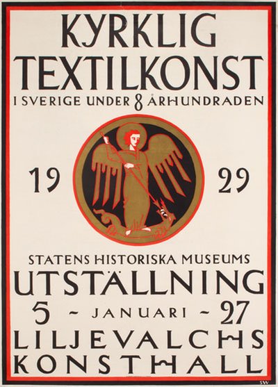 Kyrklig Textilkonst 1929 Liljevalchs Konsthall original poster designed by SW