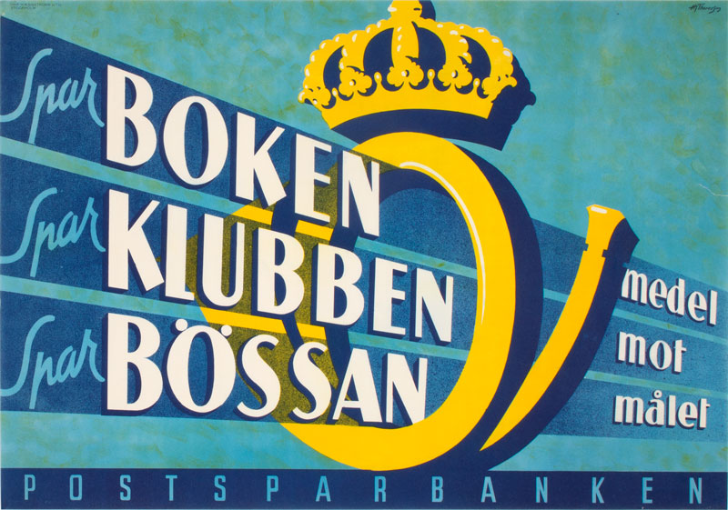 Postsparbanken Sparboken Sparklubben Sparbössan original poster designed by Thoresson, Hjalmar (1893-1943)