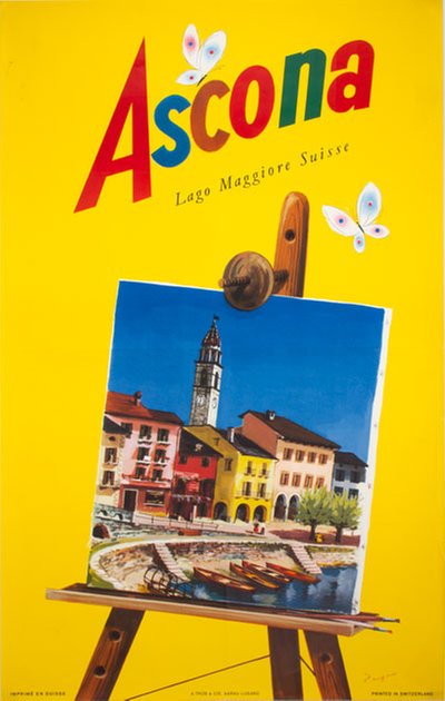 Ascona Lago Maggiore Suisse original poster designed by Peyer, Hugo