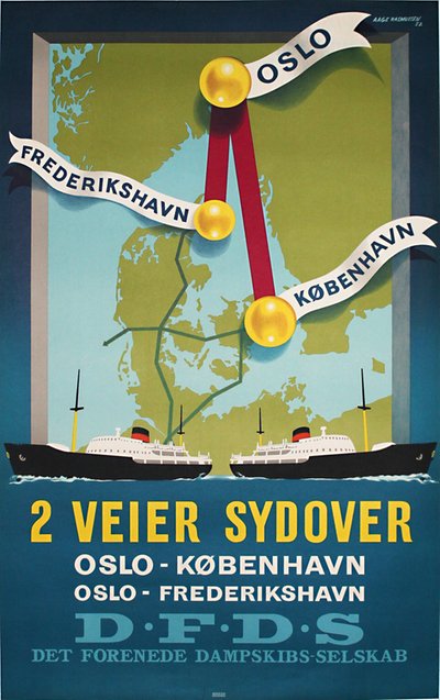 DFDS original poster designed by Rasmussen, Aage (1913-1975)
