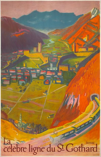 The Famous Gotthard Line original poster designed by Pfister, Albert (1884-1978)