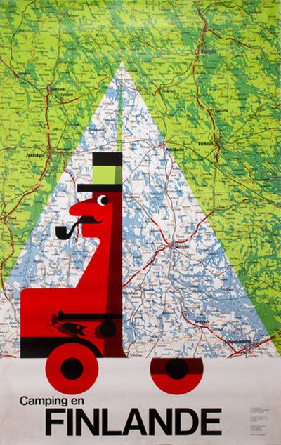 Camping de Finlande original poster designed by Mykkänen, Martti (1926-2008)