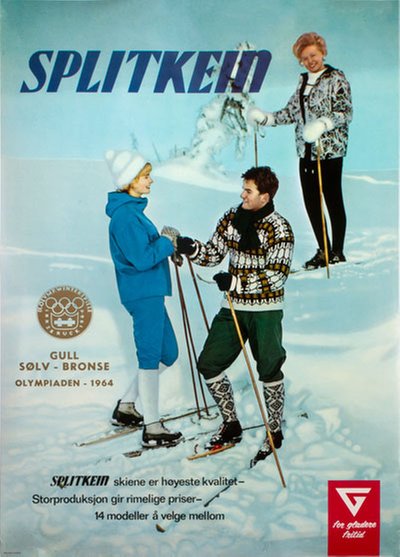 Splitkein Ski Gresvig original poster designed by Bryhn-Eidem Reklamebyrå A/S