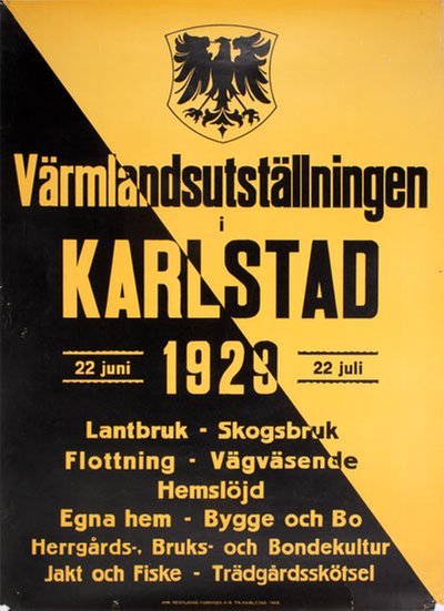 Värmlandsutställningen 1929 Karlstad original poster 