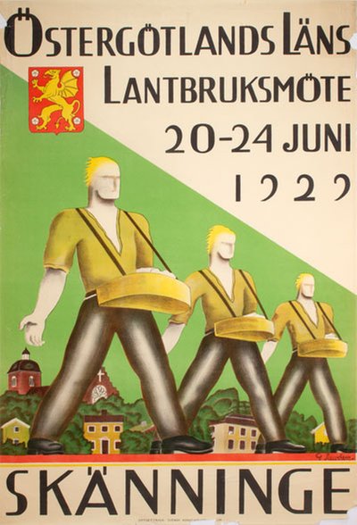 Östergötlands Läns Lantbruksmöte 1929 Skänninge original poster designed by Jacobson, G. 