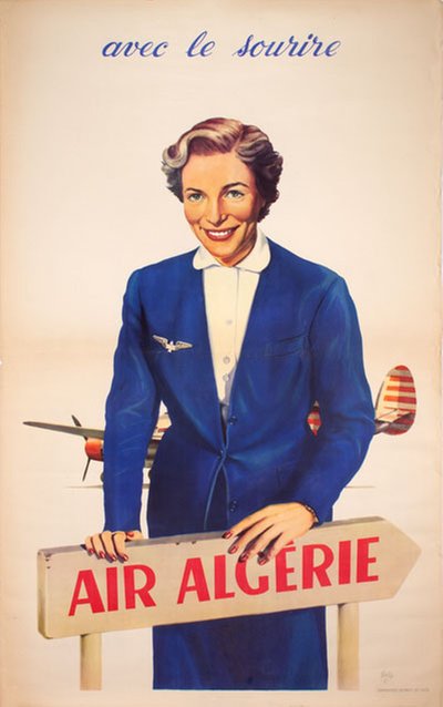 Air Algerie. Avec le sourire. original poster designed by Delfo