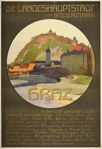 Graz Die Landeshauptstadt von Steiermark original poster designed by Pauluzzi, Daniel (1866-1956)