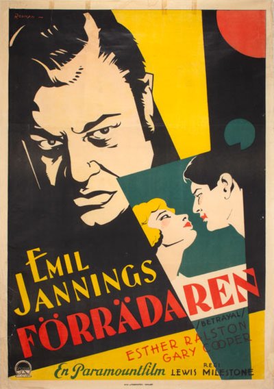 Förrädaren - Betrayal (1929) original poster designed by Rohman, Eric (1891-1949)