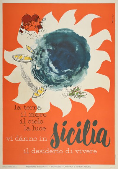 Sicilia Italia - Sicily Italy original poster designed by Francioli, Gino (1888-1983)