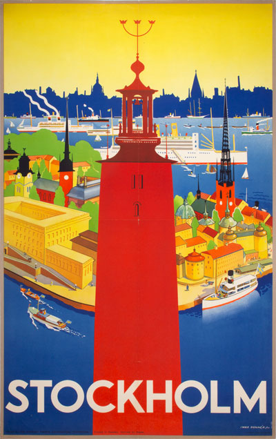 Affiche Voyage Vintage Ville Stockholm Suède | Scandinavie