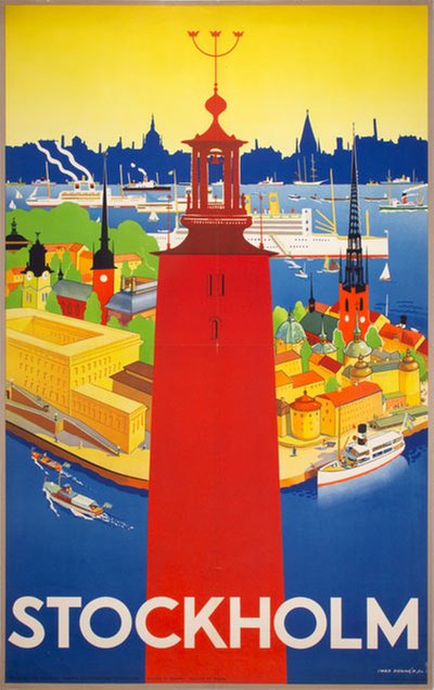 Stockholm Sweden 1936 original poster designed by Donnér, Nils Olof Iwar (1884-1964)