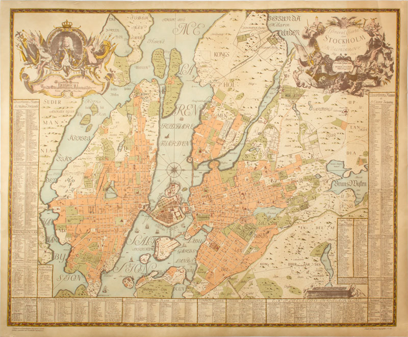Stockholm City Map 1753 (1953) original poster 